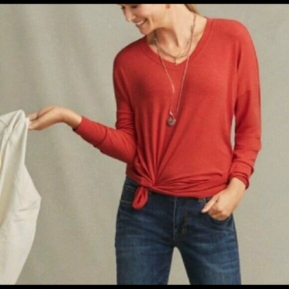CAbi Serenity Tee Fiesta Red (orange) size S EUC